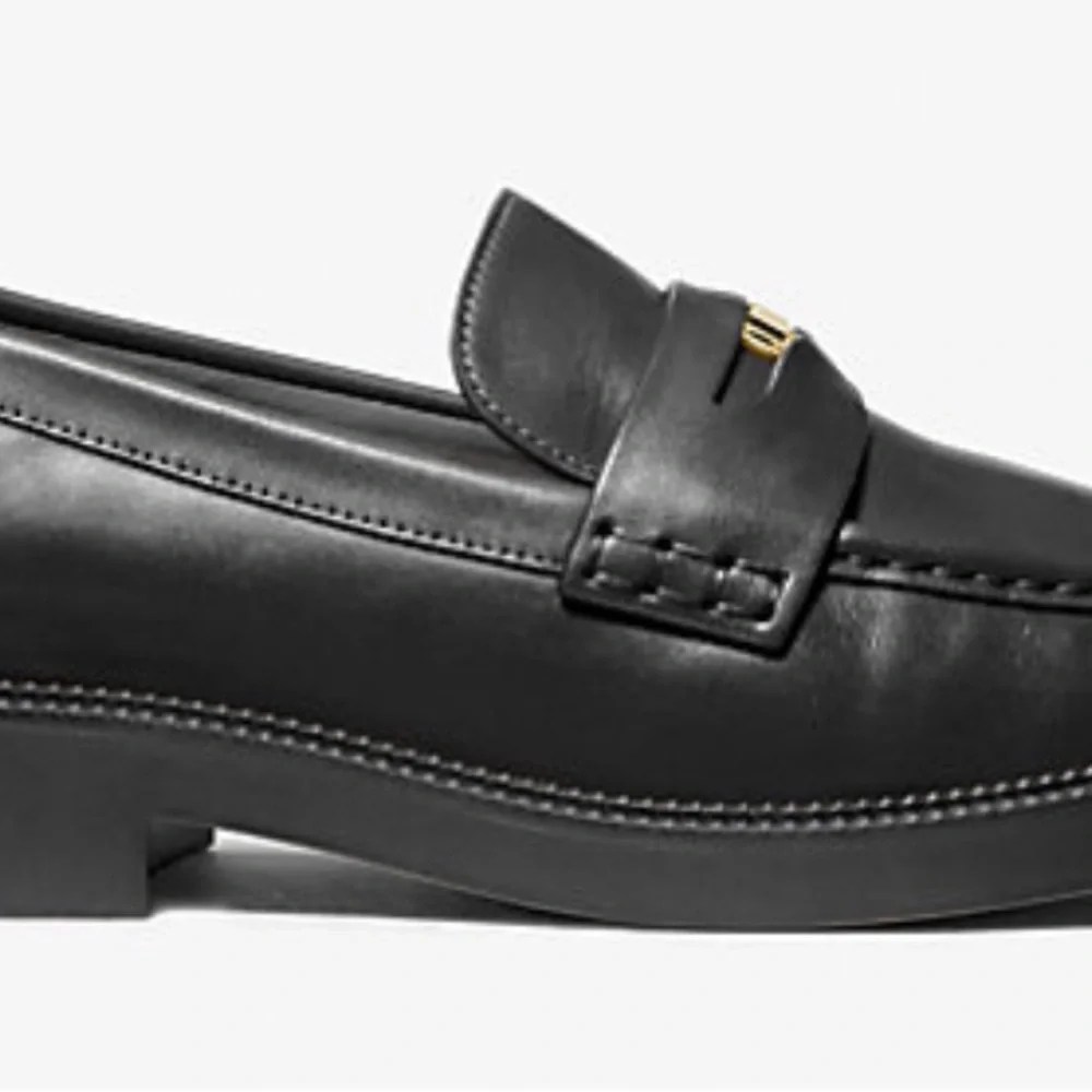 Michael Kors Black Leather Slip-On Loafers - Picture 5 of 5